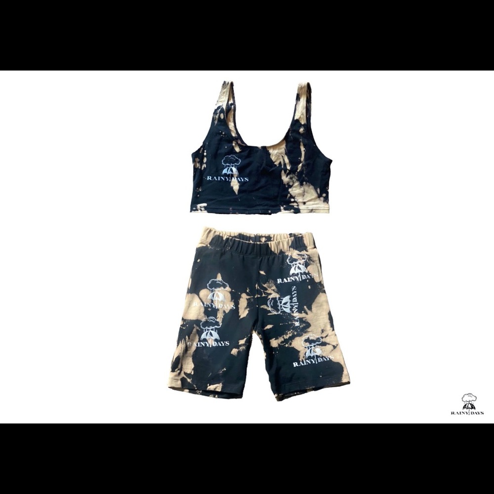 VINTAGE BRA TOP AND BIKER SHORTS